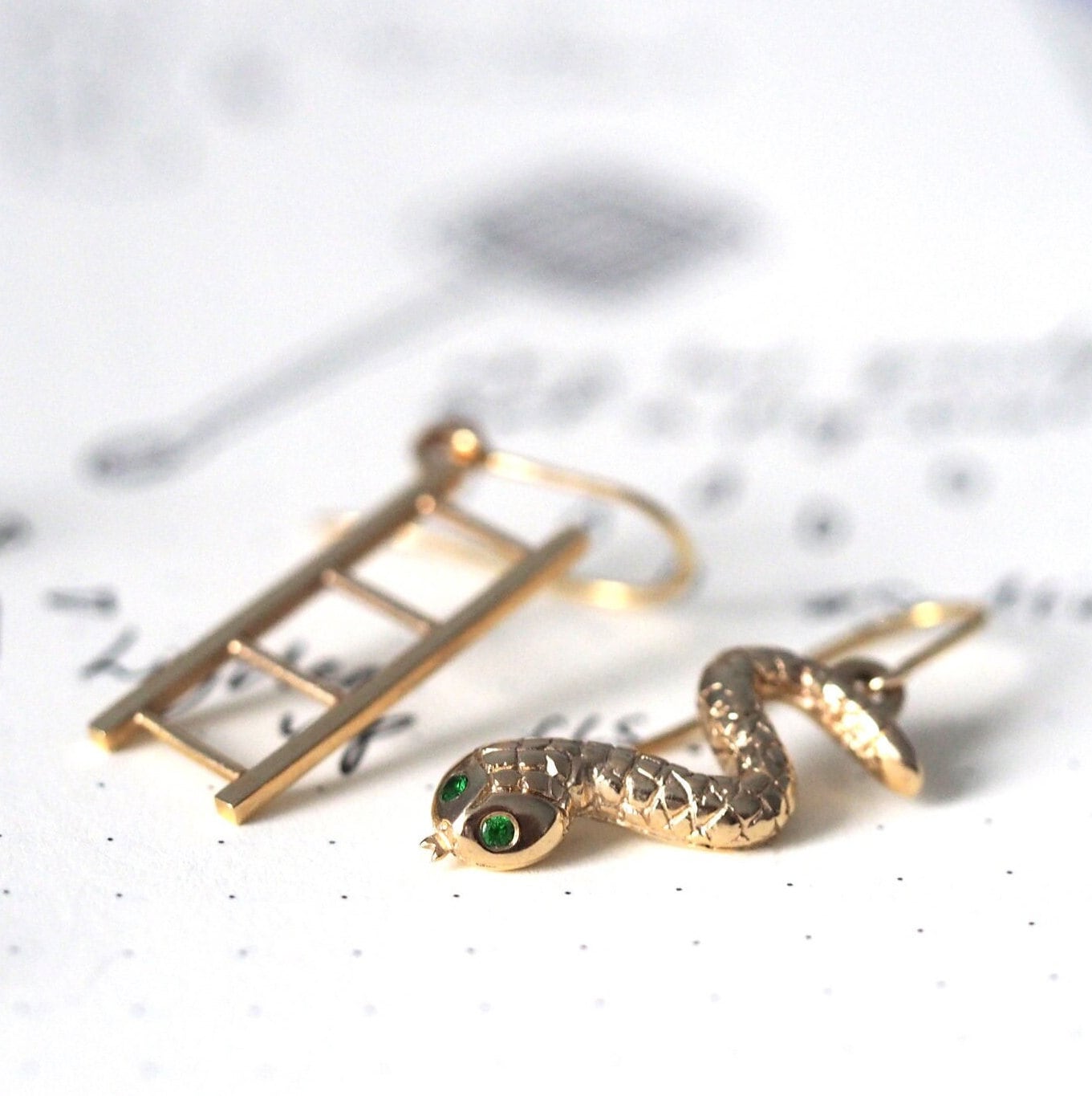 Snake and Ladder Earrings - 9ct Yellow Gold