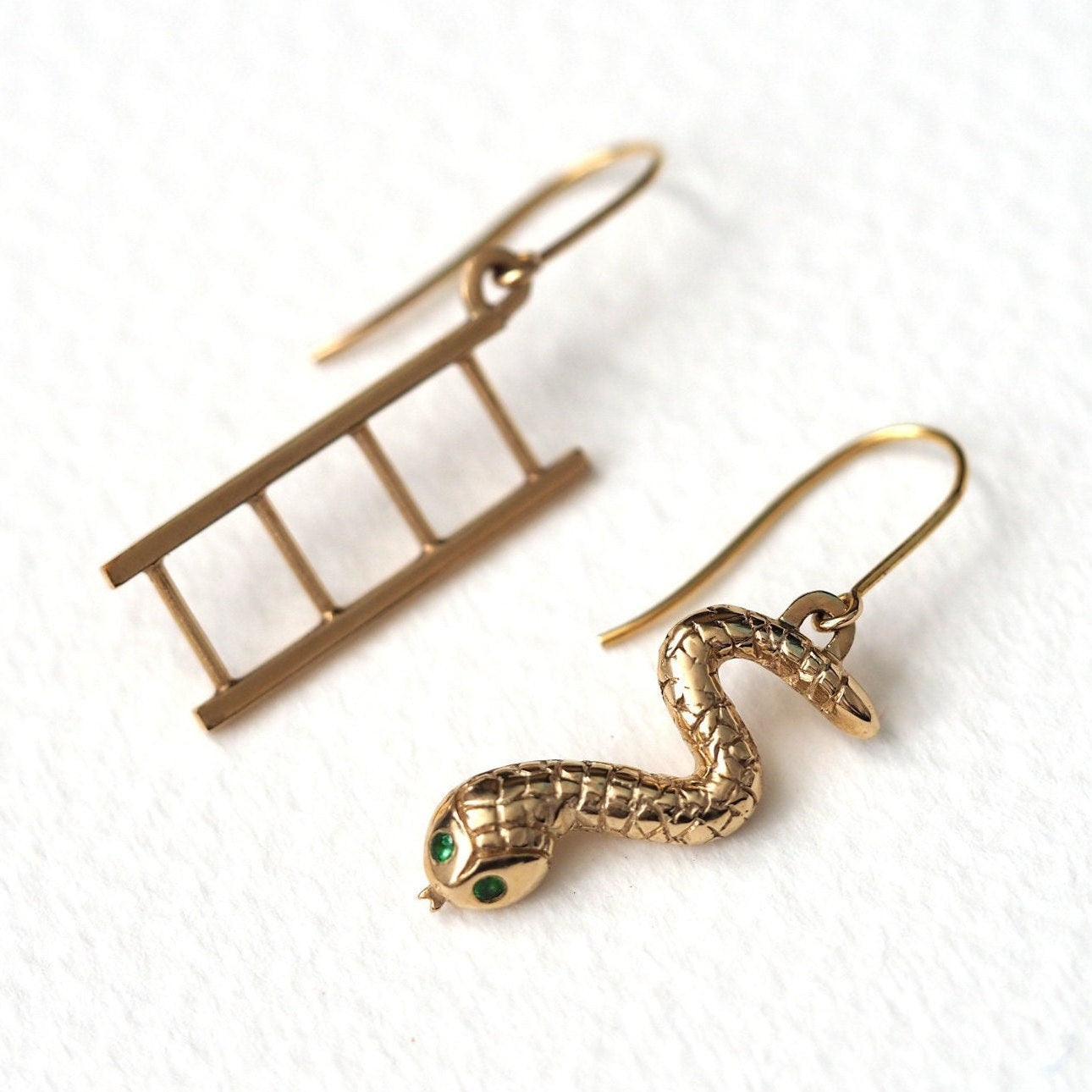 Snake and Ladder Earrings - 9ct Yellow Gold