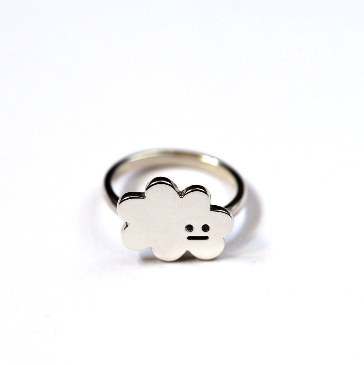 Puffy Cloud Ring - Recycled Sterling Silver and Black Diamond