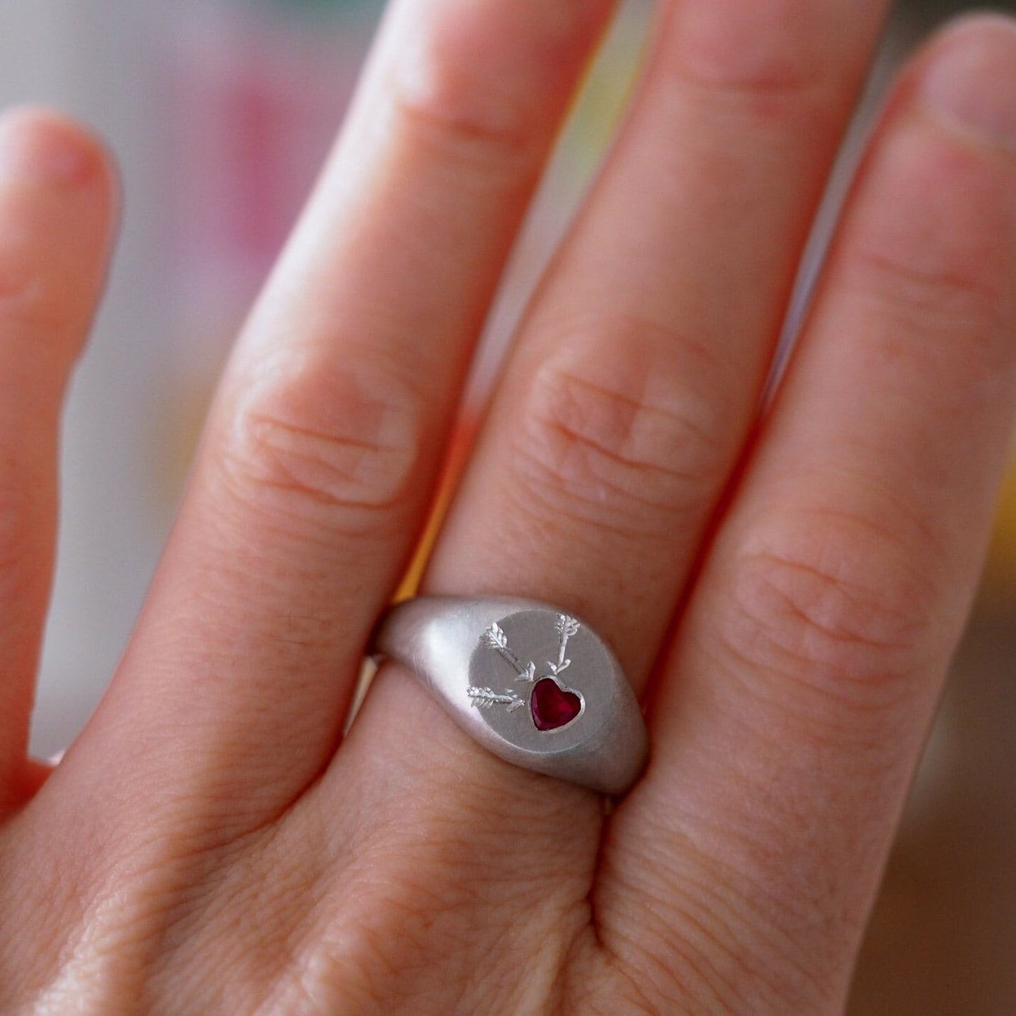 Ruby Heart Signet Ring
