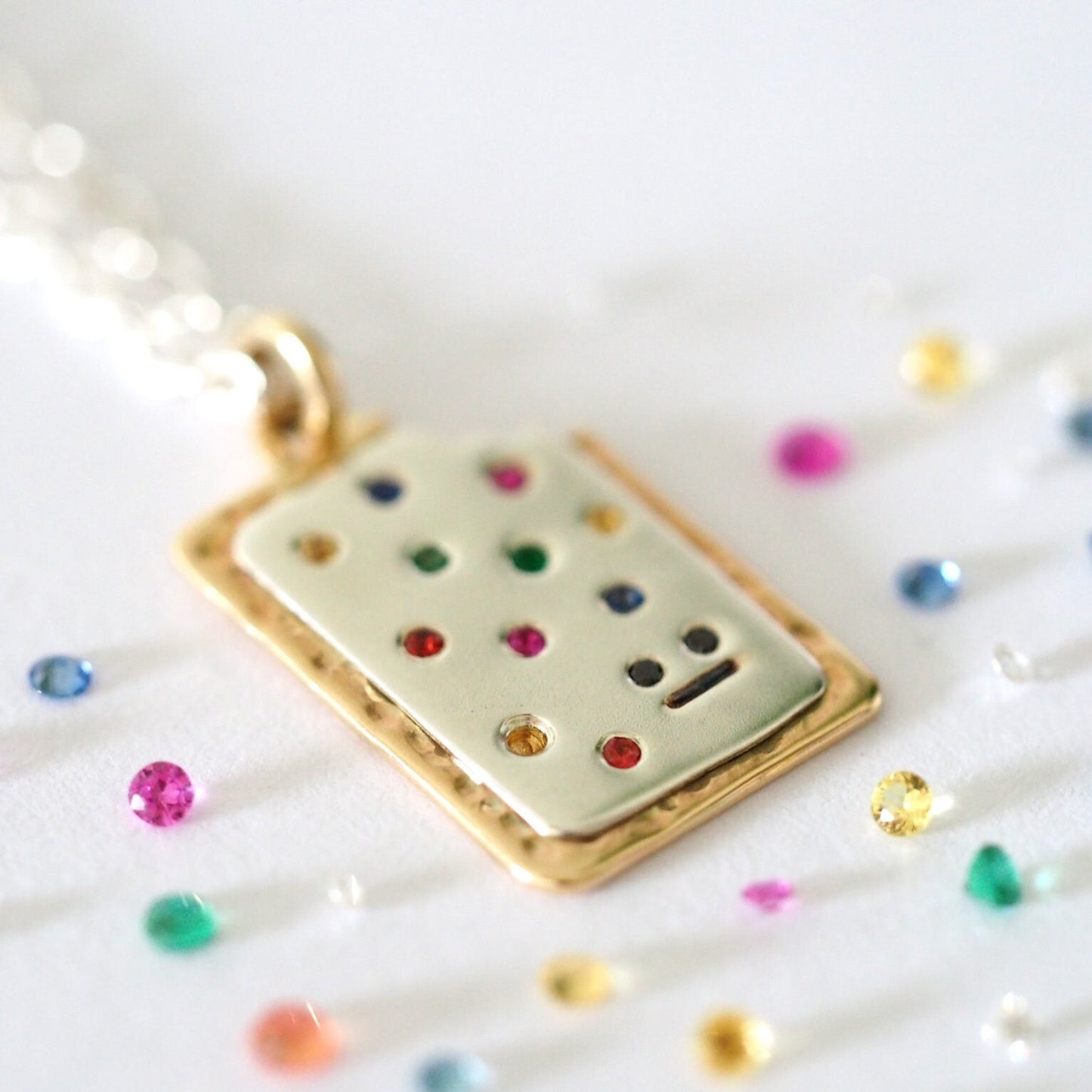 Pop-Tart Necklace - Silver, Gold and Sapphires