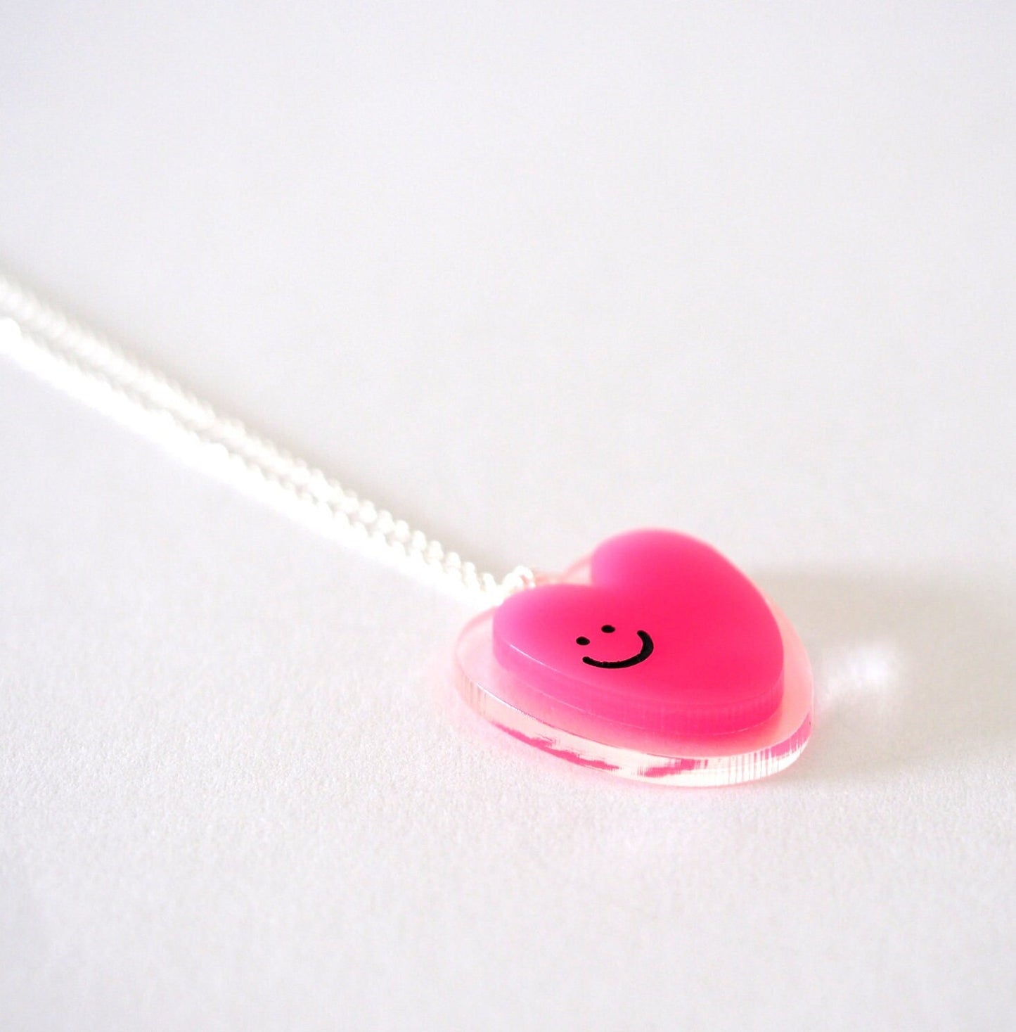 Happy Heart Pendant - Pink Acrylic