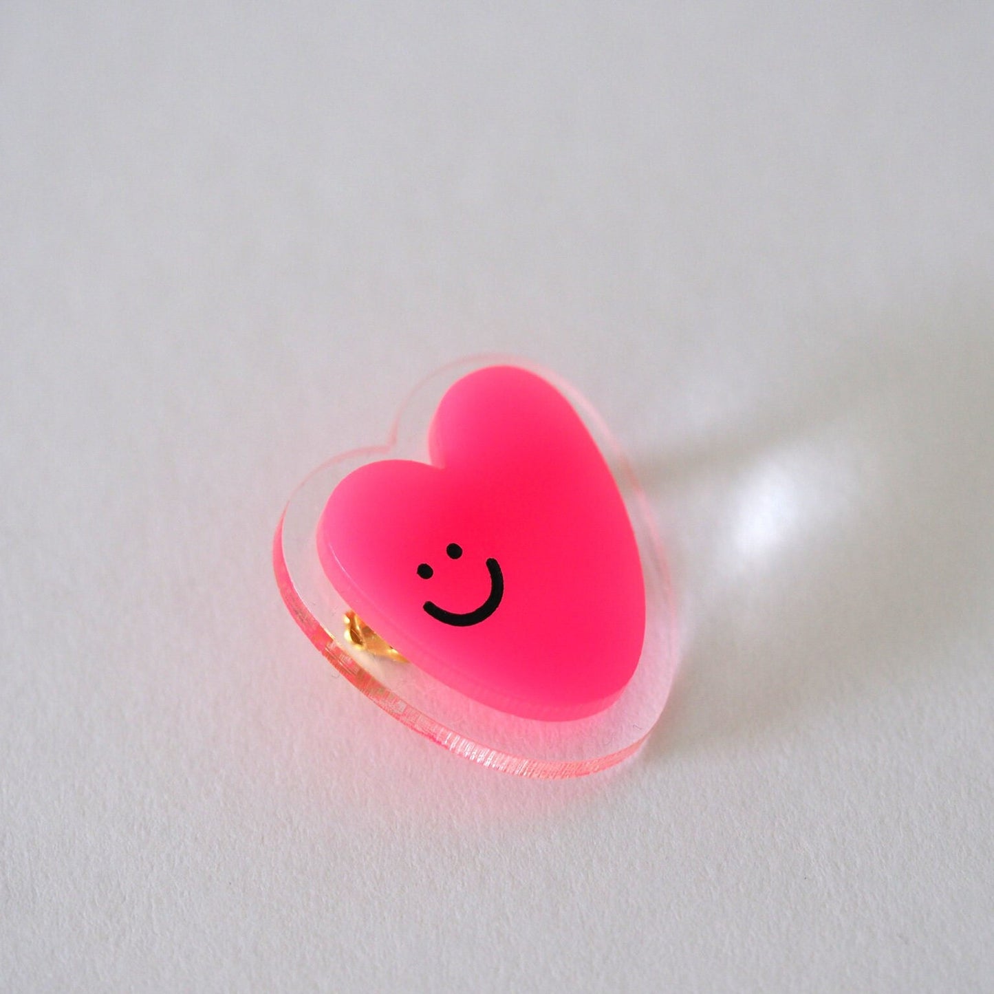 Happy Heart Brooch - Pink Acrylic