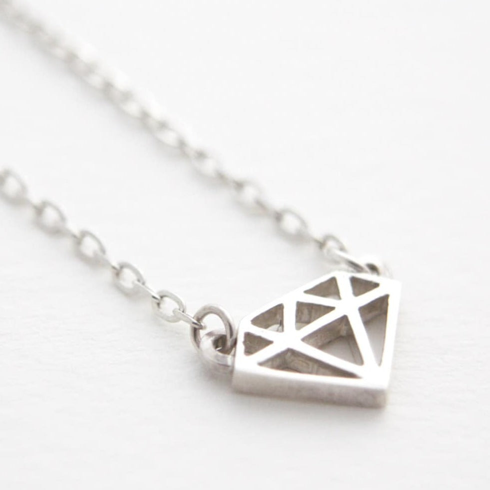 Diamond Symbol Necklace - Recycled Sterling Silver