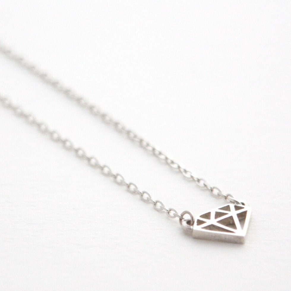 Diamond Symbol Necklace - Recycled Sterling Silver